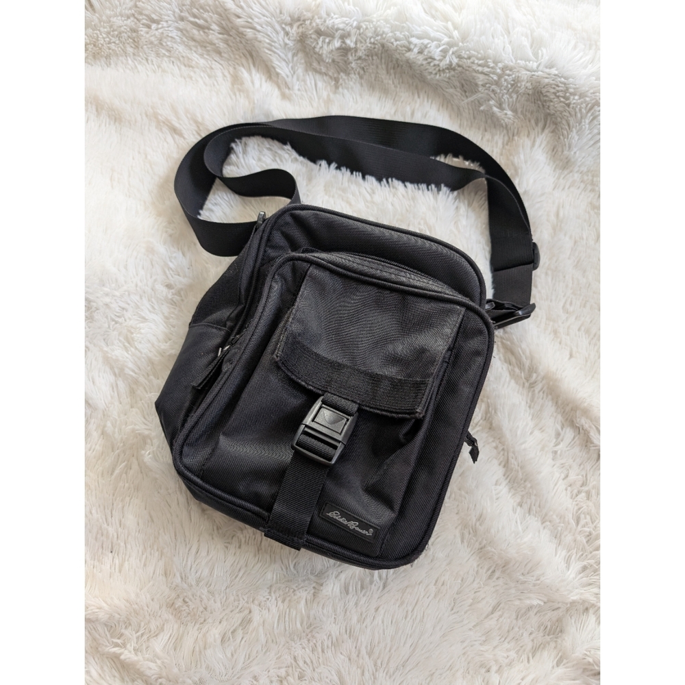 Eddie Bauer Black Crossbody Satchel Nylon Adjustable Strap Outdoorsy Bag